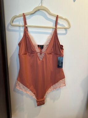 INC International Concepts Rust Satin & Lace Bodysuit